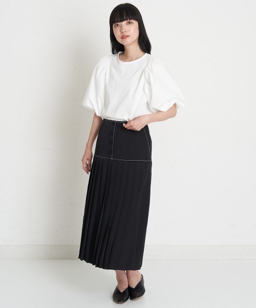 A de a.v.v（アードアー・ヴェ・ヴェ）の「異素材切替袖ボリュームPO（Tシャツ/カットソー・レディース・ブラック/グリーン/ホワイト・39）」の17枚目の写真