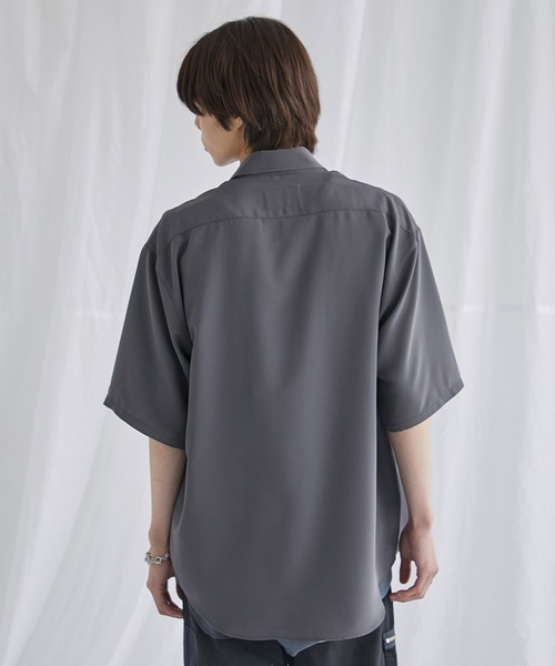 【パブリック　トウキョウ】サテンライクシルキートロミRelaxシャツ グレー　M PUBLIC TOKYO（パブリックトウキョウ）の「サテンライクシルキー