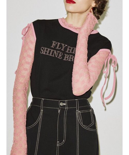 jouetie（ジュエティ）の「カラーレースフィットトップス（Tシャツ/カットソー・レディース・ブラック/オフホワイト/ピンク/イエロー/ブルー・MEDIUM）」の5枚目の写真