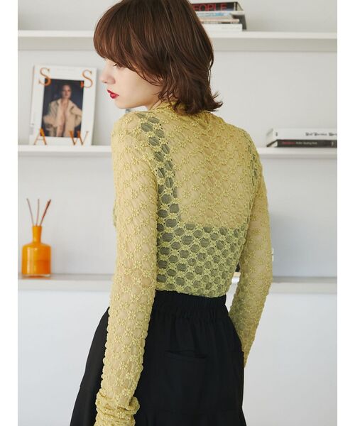 jouetie（ジュエティ）の「カラーレースフィットトップス（Tシャツ/カットソー・レディース・ブラック/オフホワイト/ピンク/イエロー/ブルー・MEDIUM）」の14枚目の写真