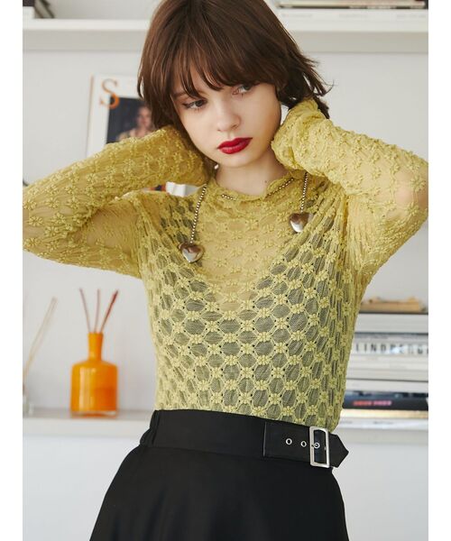 jouetie（ジュエティ）の「カラーレースフィットトップス（Tシャツ/カットソー・レディース・ブラック/オフホワイト/ピンク/イエロー/ブルー・MEDIUM）」の21枚目の写真