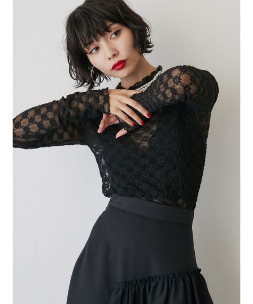 jouetie（ジュエティ）の「カラーレースフィットトップス（Tシャツ/カットソー・レディース・ブラック/オフホワイト/ピンク/イエロー/ブルー・MEDIUM）」の18枚目の写真