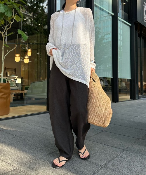 DouDou（ドゥドゥ）の「ネップシアープルオーバー（Tシャツ/カットソー・レディース・オフホワイト/ブラック/ブラウン・FREE）」の5枚目の写真