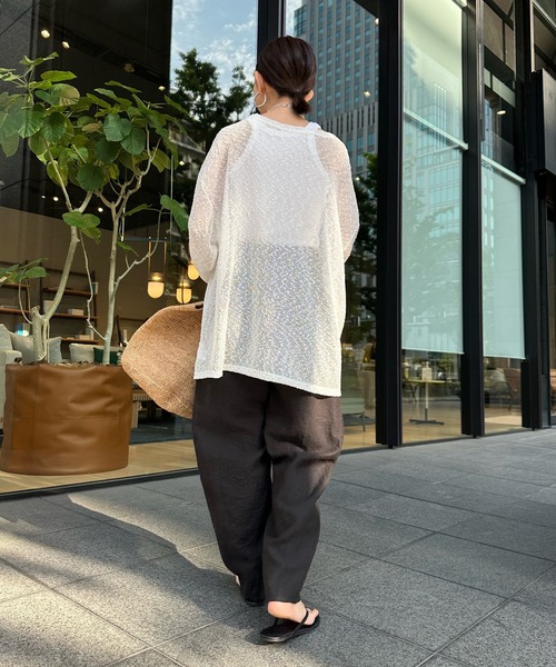 DouDou（ドゥドゥ）の「ネップシアープルオーバー（Tシャツ/カットソー・レディース・オフホワイト/ブラック/ブラウン・FREE）」の8枚目の写真