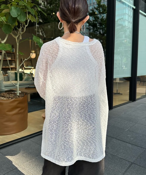 DouDou（ドゥドゥ）の「ネップシアープルオーバー（Tシャツ/カットソー・レディース・オフホワイト/ブラック/ブラウン・FREE）」の12枚目の写真