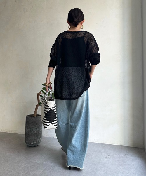 DouDou（ドゥドゥ）の「ネップシアープルオーバー（Tシャツ/カットソー・レディース・オフホワイト/ブラック/ブラウン・FREE）」の17枚目の写真