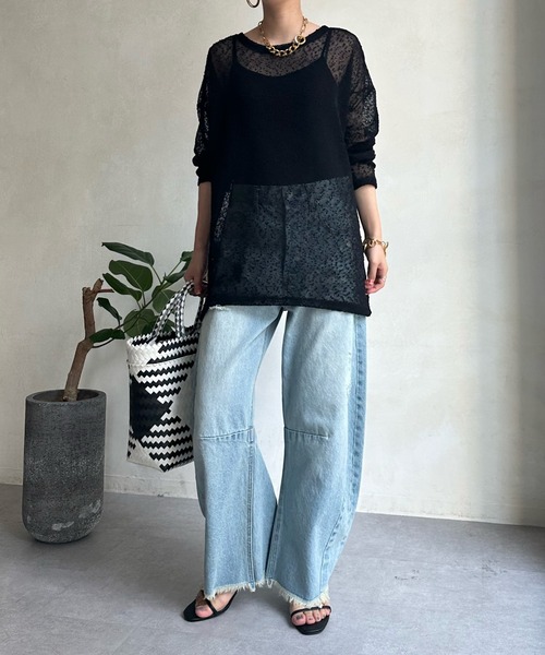 DouDou（ドゥドゥ）の「ネップシアープルオーバー（Tシャツ/カットソー・レディース・オフホワイト/ブラック/ブラウン・FREE）」の15枚目の写真