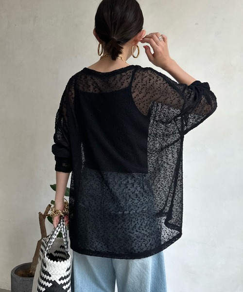 DouDou（ドゥドゥ）の「ネップシアープルオーバー（Tシャツ/カットソー・レディース・オフホワイト/ブラック/ブラウン・FREE）」の21枚目の写真