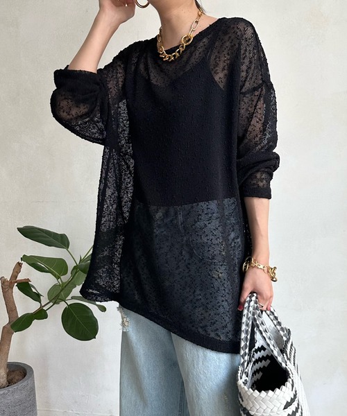 DouDou（ドゥドゥ）の「ネップシアープルオーバー（Tシャツ/カットソー・レディース・オフホワイト/ブラック/ブラウン・FREE）」の19枚目の写真