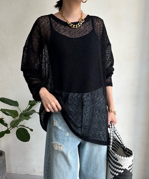 DouDou（ドゥドゥ）の「ネップシアープルオーバー（Tシャツ/カットソー・レディース・オフホワイト/ブラック/ブラウン・FREE）」の20枚目の写真