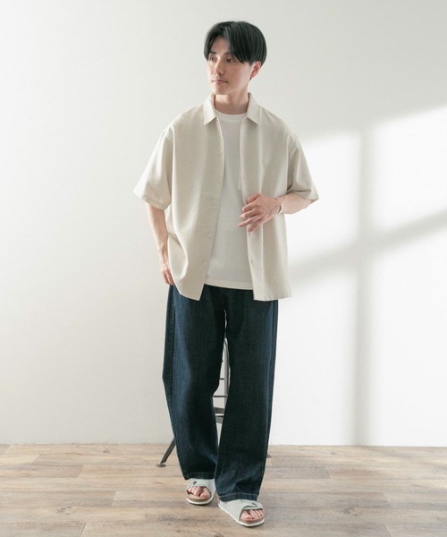 ITEMS URBANRESEARCH（アイテムズ アーバンリサーチ）の「リネンライク ショートスリーブ ネップシャツ（シャツ/ブラウス・メンズ・グリーン/ブルー/ブラック/アイボリー・LARGE/MEDIUM）」の15枚目の写真