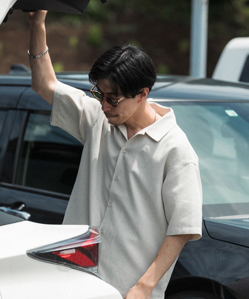 ITEMS URBANRESEARCH（アイテムズ アーバンリサーチ）の「リネンライク ショートスリーブ ネップシャツ（シャツ/ブラウス・メンズ・グリーン/ブルー/ブラック/アイボリー・LARGE/MEDIUM）」の19枚目の写真