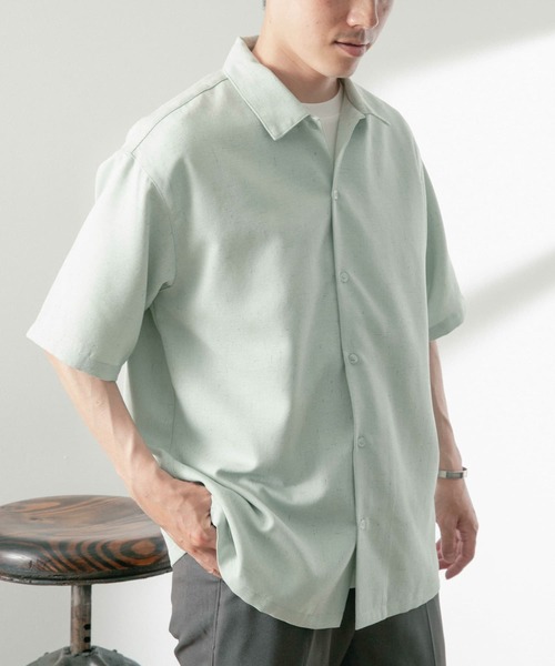 ITEMS URBANRESEARCH（アイテムズ アーバンリサーチ）の「リネンライク ショートスリーブ ネップシャツ（シャツ/ブラウス・メンズ・グリーン/ブルー/ブラック/アイボリー・LARGE/MEDIUM）」の8枚目の写真