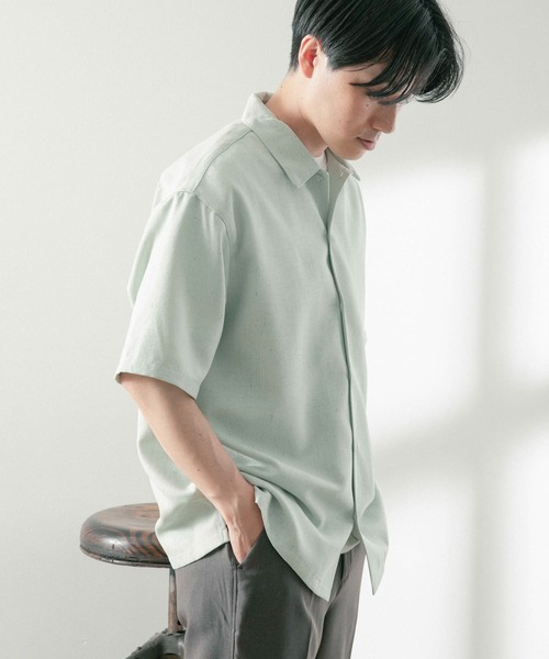 ITEMS URBANRESEARCH（アイテムズ アーバンリサーチ）の「リネンライク ショートスリーブ ネップシャツ（シャツ/ブラウス・メンズ・グリーン/ブルー/ブラック/アイボリー・LARGE/MEDIUM）」の12枚目の写真