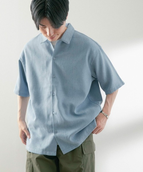 ITEMS URBANRESEARCH（アイテムズ アーバンリサーチ）の「リネンライク ショートスリーブ ネップシャツ（シャツ/ブラウス・メンズ・グリーン/ブルー/ブラック/アイボリー・LARGE/MEDIUM）」の13枚目の写真