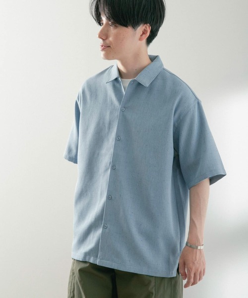 ITEMS URBANRESEARCH（アイテムズ アーバンリサーチ）の「リネンライク ショートスリーブ ネップシャツ（シャツ/ブラウス・メンズ・グリーン/ブルー/ブラック/アイボリー・LARGE/MEDIUM）」の5枚目の写真