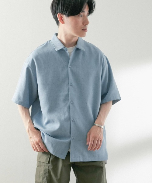 ITEMS URBANRESEARCH（アイテムズ アーバンリサーチ）の「リネンライク ショートスリーブ ネップシャツ（シャツ/ブラウス・メンズ・グリーン/ブルー/ブラック/アイボリー・LARGE/MEDIUM）」の17枚目の写真