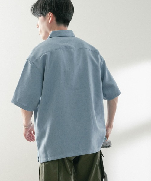ITEMS URBANRESEARCH（アイテムズ アーバンリサーチ）の「リネンライク ショートスリーブ ネップシャツ（シャツ/ブラウス・メンズ・グリーン/ブルー/ブラック/アイボリー・LARGE/MEDIUM）」の9枚目の写真