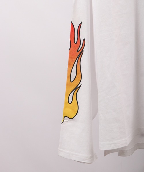 spiritoso（スピリトーゾ）の「spiritoso 天竺袖ゆるロンT(ファイヤー) 長袖（Tシャツ/カットソー・メンズ・オフホワイト/ブラック・M）」の17枚目の写真