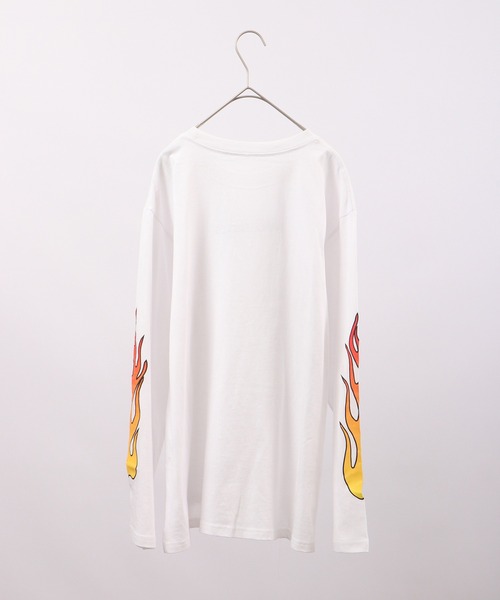 spiritoso（スピリトーゾ）の「spiritoso 天竺袖ゆるロンT(ファイヤー) 長袖（Tシャツ/カットソー・メンズ・オフホワイト/ブラック・M）」の16枚目の写真