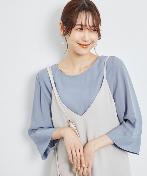 ROPE' PICNIC（ロペピクニック）の「洗える/2WAY/袖シアーブラウス（シャツ/ブラウス・レディース・ブラック/サックスブルー/キナリ・38）」の4枚目の写真