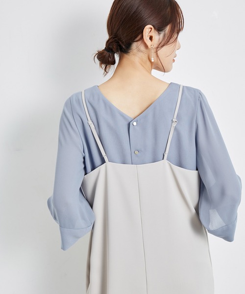 ROPE' PICNIC（ロペピクニック）の「洗える/2WAY/袖シアーブラウス（シャツ/ブラウス・レディース・ブラック/サックスブルー/キナリ・38）」の5枚目の写真