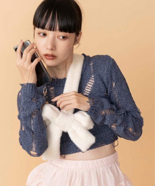 Casselini（キャセリーニ）の「Casselini(キャセリーニ)フェイクファーモバイルストラップ（スマホグッズ・レディース・ブラック/ブルー/ピンク/アイボリー/イエロー/ライトベージュ/アニマル・FREE）」の2枚目の写真