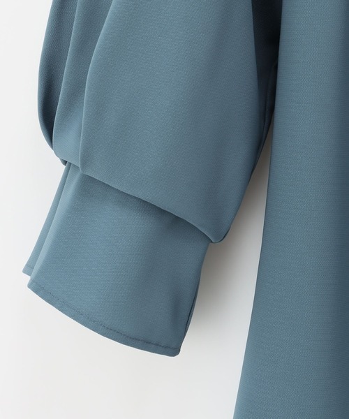 Honeys（ハニーズ）の「７分袖バンドカラーブラウス（シャツ/ブラウス・レディース・ダークネイビー/ブラウン/アイボリー/ブルーグリーン/ピンク系その他・S/M/L/LL/3L）」の20枚目の写真