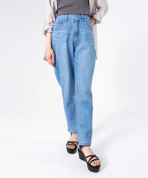 PERSON'S(パーソンズ)の「PERSON'S/パーソンズ OTONA テーパード ウエストゴム ボトムス デニムパンツ ジーンズ(デニムパンツ・レディース・ブラック/ブルー系2/ブルー系1/ワンウォッシュ・S/L/M/XS)」の1枚目の写真