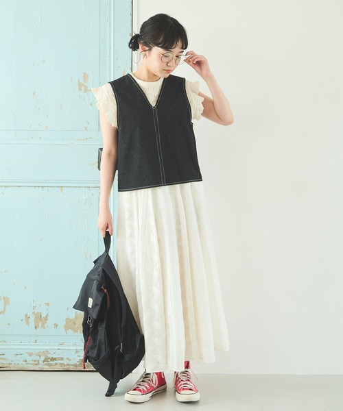 Crisp（クリスプ）の「デニム2wayショートベスト（ベスト・レディース・ブラック/ネイビー・FREE）」の3枚目の写真