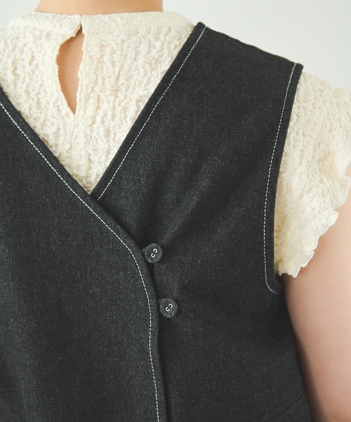 Crisp（クリスプ）の「デニム2wayショートベスト（ベスト・レディース・ブラック/ネイビー・FREE）」の9枚目の写真