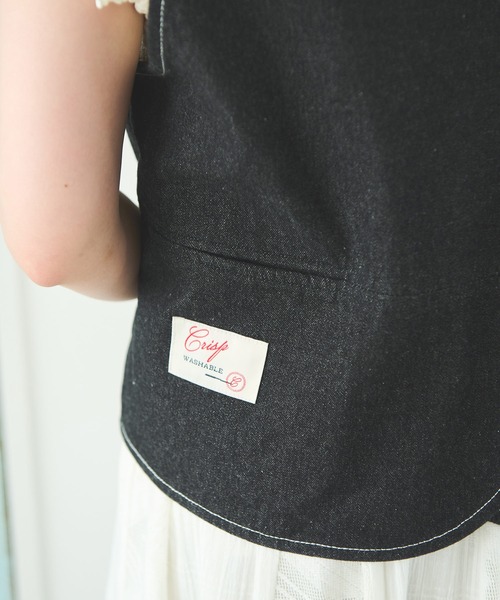 Crisp（クリスプ）の「デニム2wayショートベスト（ベスト・レディース・ブラック/ネイビー・FREE）」の10枚目の写真