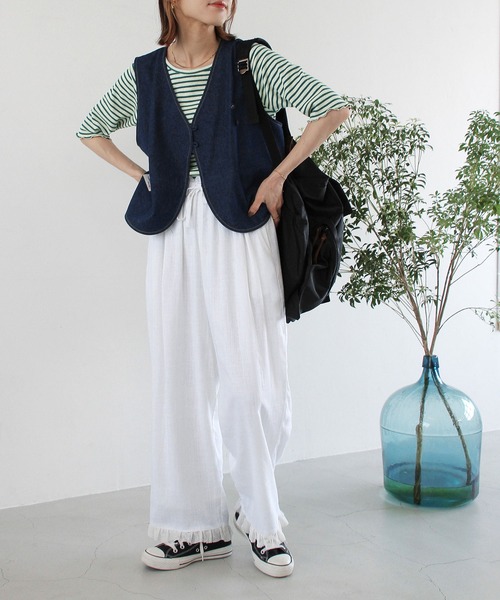 Crisp（クリスプ）の「デニム2wayショートベスト（ベスト・レディース・ブラック/ネイビー・FREE）」の20枚目の写真