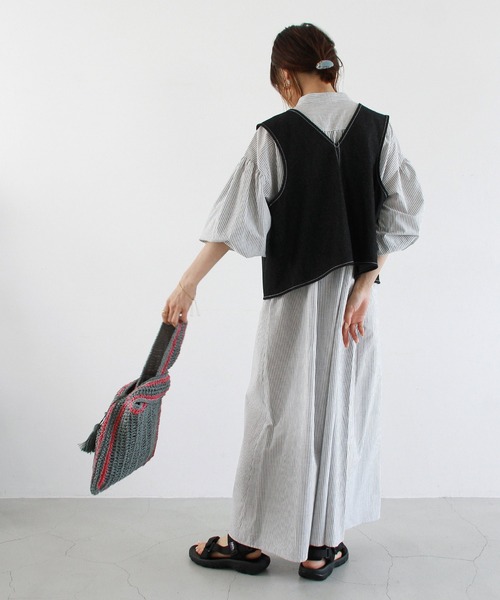 Crisp（クリスプ）の「デニム2wayショートベスト（ベスト・レディース・ブラック/ネイビー・FREE）」の13枚目の写真