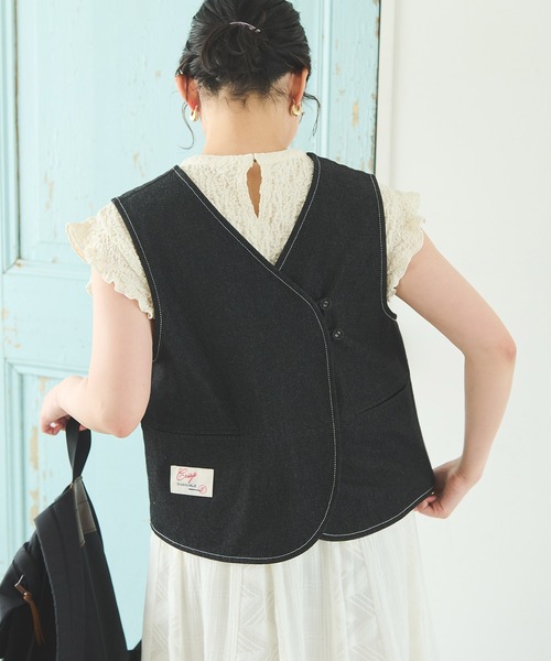 Crisp（クリスプ）の「デニム2wayショートベスト（ベスト・レディース・ブラック/ネイビー・FREE）」の8枚目の写真