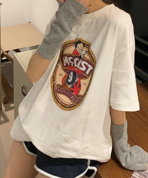 gossip!ロサンゼルス(ゴシップロサンゼルス)の「YUGA レトロプリント ルーズTシャツ(Tシャツ/カットソー・レディース・ホワイト/ブラック・FREE)」の7枚目の写真