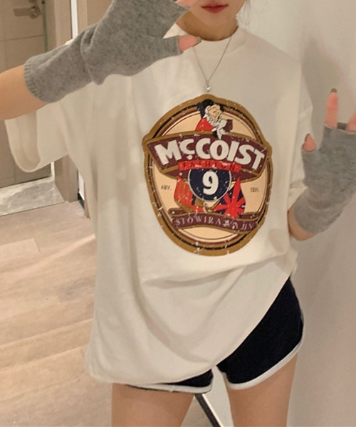gossip!ロサンゼルス(ゴシップロサンゼルス)の「YUGA レトロプリント ルーズTシャツ(Tシャツ/カットソー・レディース・ホワイト/ブラック・FREE)」の15枚目の写真
