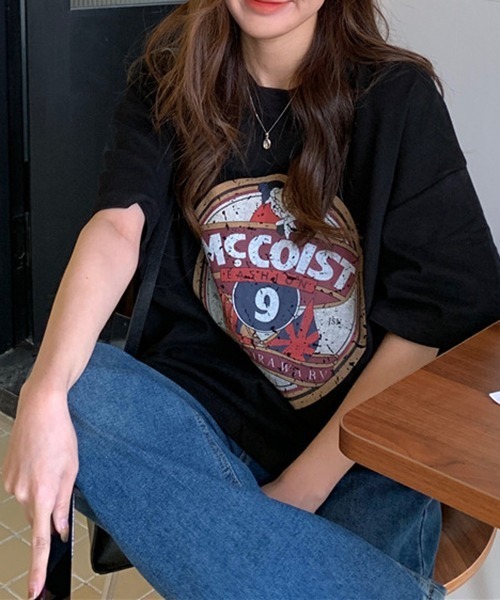 セール】YUGA レトロプリント ルーズTシャツ（Tシャツ