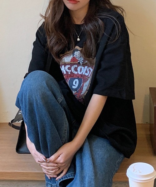 gossip!ロサンゼルス(ゴシップロサンゼルス)の「YUGA レトロプリント ルーズTシャツ(Tシャツ/カットソー・レディース・ホワイト/ブラック・FREE)」の8枚目の写真