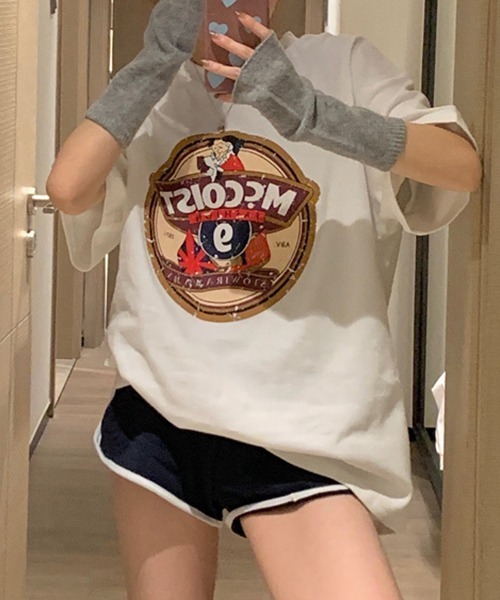 gossip!ロサンゼルス(ゴシップロサンゼルス)の「YUGA レトロプリント ルーズTシャツ(Tシャツ/カットソー・レディース・ホワイト/ブラック・FREE)」の10枚目の写真