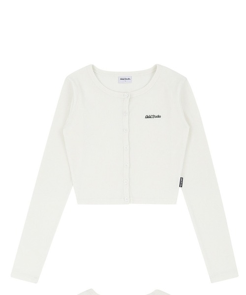 ODD STUDIO（オッドスタジオ）の「ODD STUDIO(オッドスタジオ)/Odd Signature Logo button crop cardigan/シグネチャーロゴボタンクロップカーディガン（カーディガン/ボレロ・レディース・アイボリー/ブルー/ブラック・S/M）」の8枚目の写真