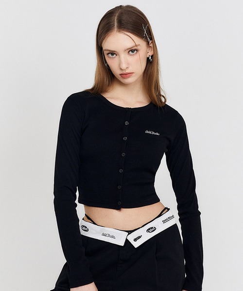 ODD STUDIO（オッドスタジオ）の「ODD STUDIO(オッドスタジオ)/Odd Signature Logo button crop cardigan/シグネチャーロゴボタンクロップカーディガン（カーディガン/ボレロ・レディース・アイボリー/ブルー/ブラック・S/M）」の12枚目の写真