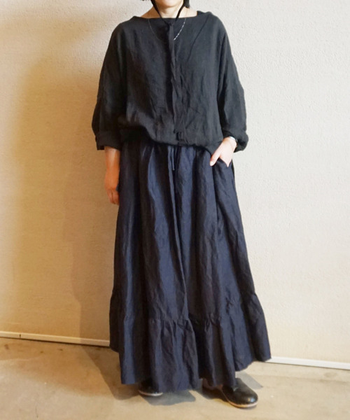 新品・タグ付き エアワッシャー キリカエギャザースカート　ネイビー 新品・タグ付き エアワッシャー キリカエギャザースカート