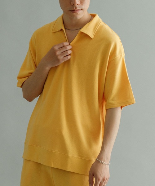 URBAN RESEARCH（アーバンリサーチ）の「ライトフレンチテリーハーフジッププルオーバー（ポロシャツ・メンズ・イエロー系その他/チャコールグレー/グレー系その他・LARGE/MEDIUM）」の4枚目の写真