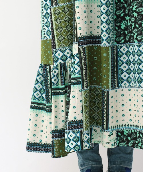 チチカカ（チチカカ）の「パッチワークプリントワンピース（ワンピース・レディース・ブラック/イエロー/グリーン・FREE）」の17枚目の写真