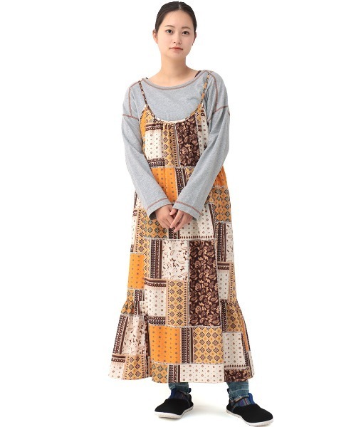 チチカカ（チチカカ）の「パッチワークプリントワンピース（ワンピース・レディース・ブラック/イエロー/グリーン・FREE）」の13枚目の写真