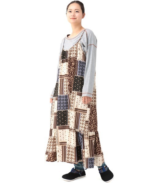 チチカカ（チチカカ）の「パッチワークプリントワンピース（ワンピース・レディース・ブラック/イエロー/グリーン・FREE）」の11枚目の写真