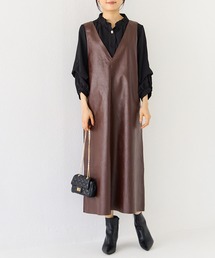 INCEDE | 前後2WAYエコレザージャンパースカート(ジャンパースカート)