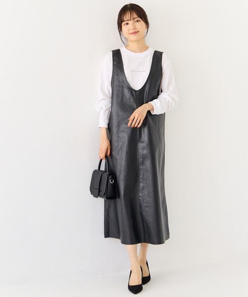 INCEDE（インシード）の「前後2WAYエコレザージャンパースカート（ジャンパースカート・レディース・ブラック/ブラウン・4L/L/LL/3L/M）」の3枚目の写真