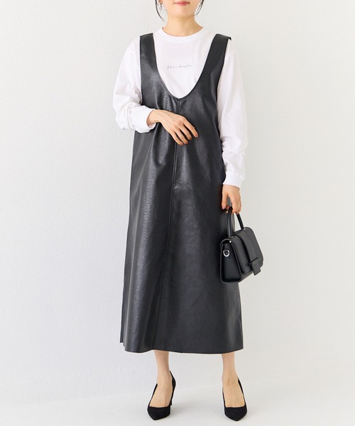 INCEDE（インシード）の「前後2WAYエコレザージャンパースカート（ジャンパースカート・レディース・ブラック/ブラウン・4L/L/LL/3L/M）」の4枚目の写真